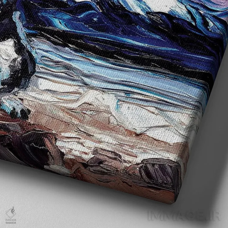 تابلو شب هاسکی اثر آجا تریر - نمای نزدیک بافت بوم