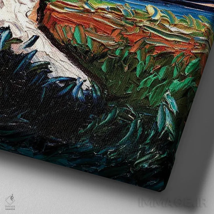 تابلو شب هاسکی قرمز اثر آجا تریر - نمای نزدیک بافت بوم