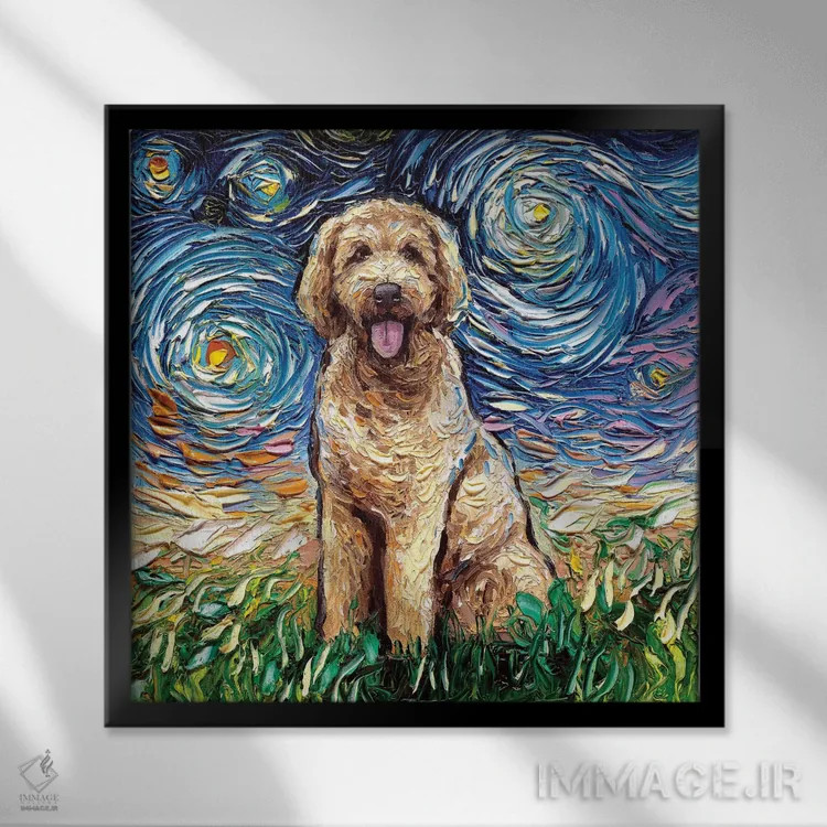 تابلو شب گولدندودل اثر آجا تریر - نمای قابدار مشکی