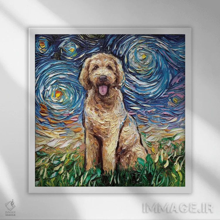 تابلو شب گولدندودل اثر آجا تریر - نمای قابدار سفید