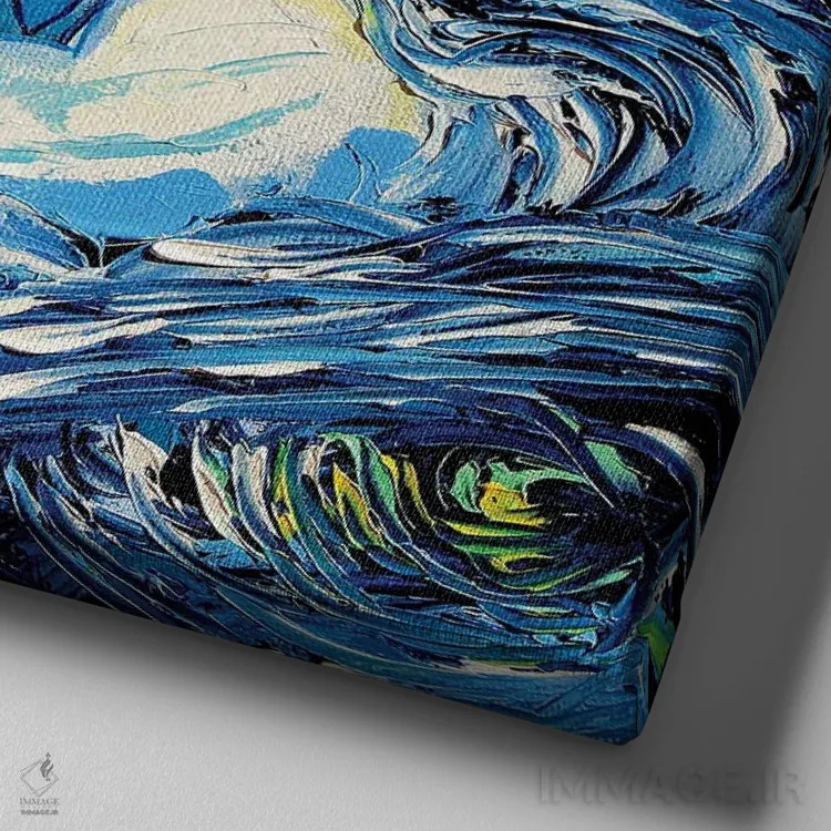 تابلو ونگوگ هرگز کر-آ-لات را ندید (کارتون خرسهای مهربان) اثر آجا تریر - نمای نزدیک بافت بوم