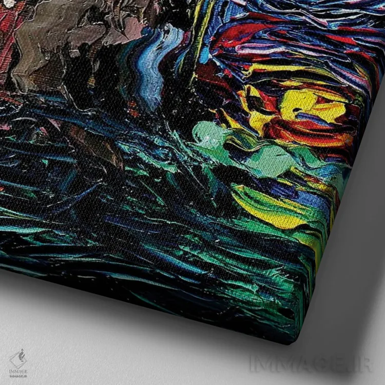 تابلو ونگوگ هرگز کوهاگ را ندید (مکان کارتونی) اثر آجا تریر - نمای نزدیک بافت بوم