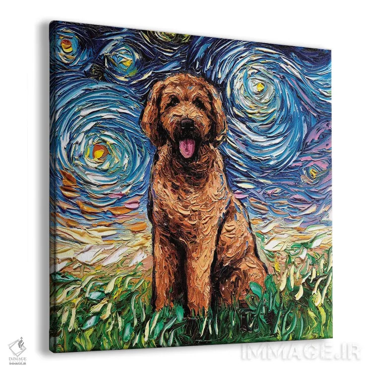 تابلو شب گولدندودل زردآلویی اثر آجا تریر - نمای پرسپکتیو محصول