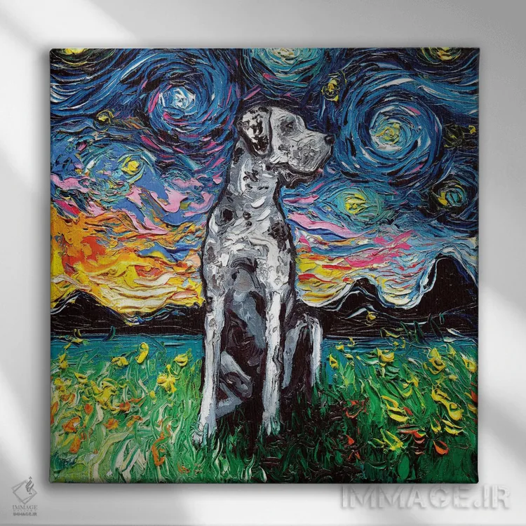 تابلو شب گریت باور مرل (خالخالی) اثر آجا تریر - نمای روبهرو روی دیوار