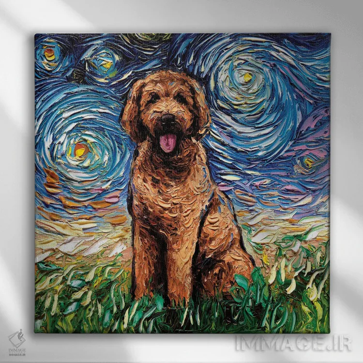 تابلو شب گولدندودل زردآلویی اثر آجا تریر - نمای روبهرو روی دیوار