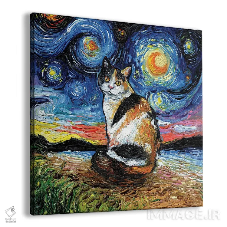 تابلو شب کالیـکو (گربه چندرنگ) اثر آجا تریر - نمای پرسپکتیو محصول