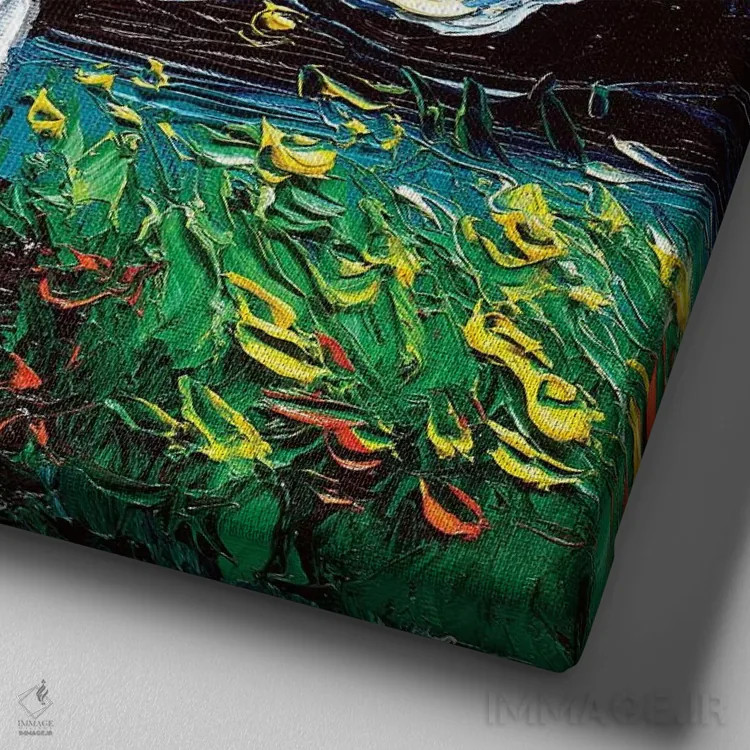 تابلو شب گریت باور مرل (خالخالی) اثر آجا تریر - نمای نزدیک بافت بوم