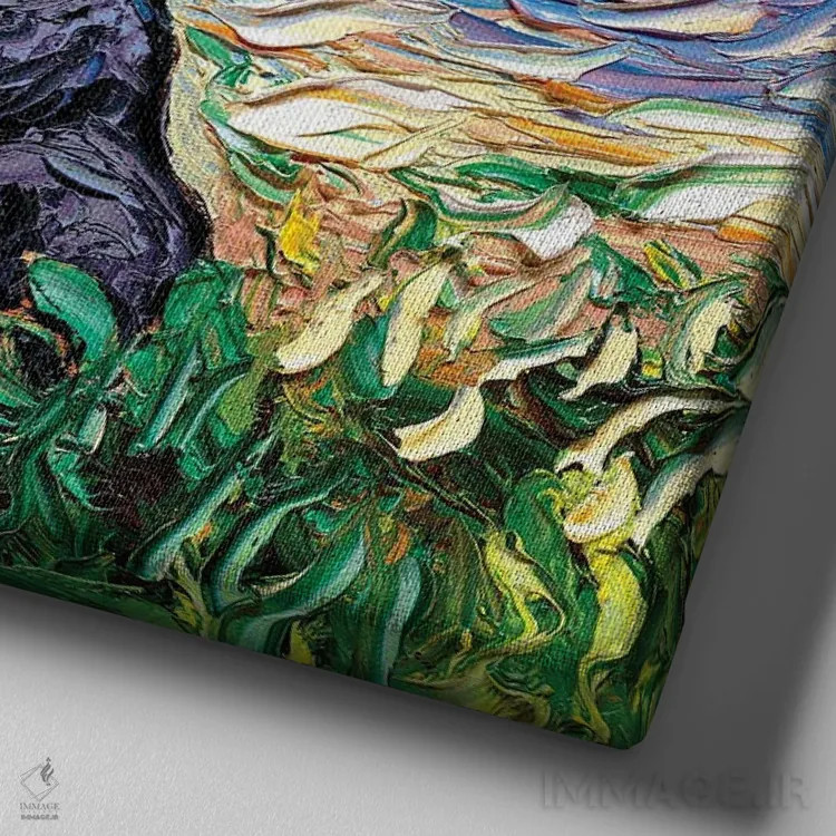 تابلو شب لابرادودل سیاه اثر آجا تریر - نمای نزدیک بافت بوم