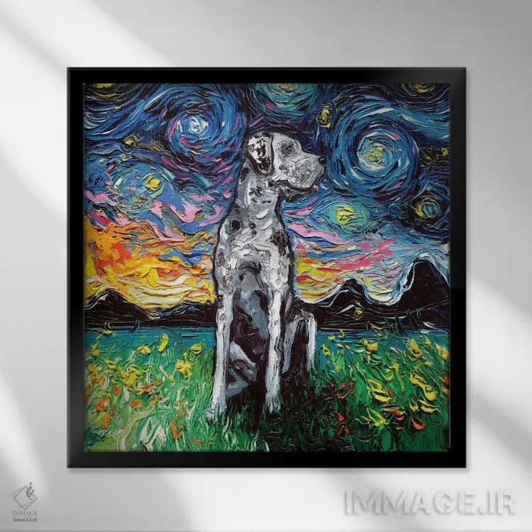 تابلو شب گریت باور مرل (خالخالی) اثر آجا تریر - نمای قابدار مشکی