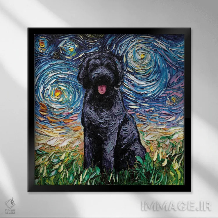 تابلو شب لابرادودل سیاه اثر آجا تریر - نمای قابدار مشکی