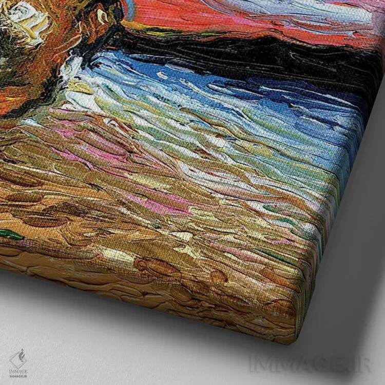 تابلو شب کالیـکو (گربه چندرنگ) اثر آجا تریر - نمای نزدیک بافت بوم