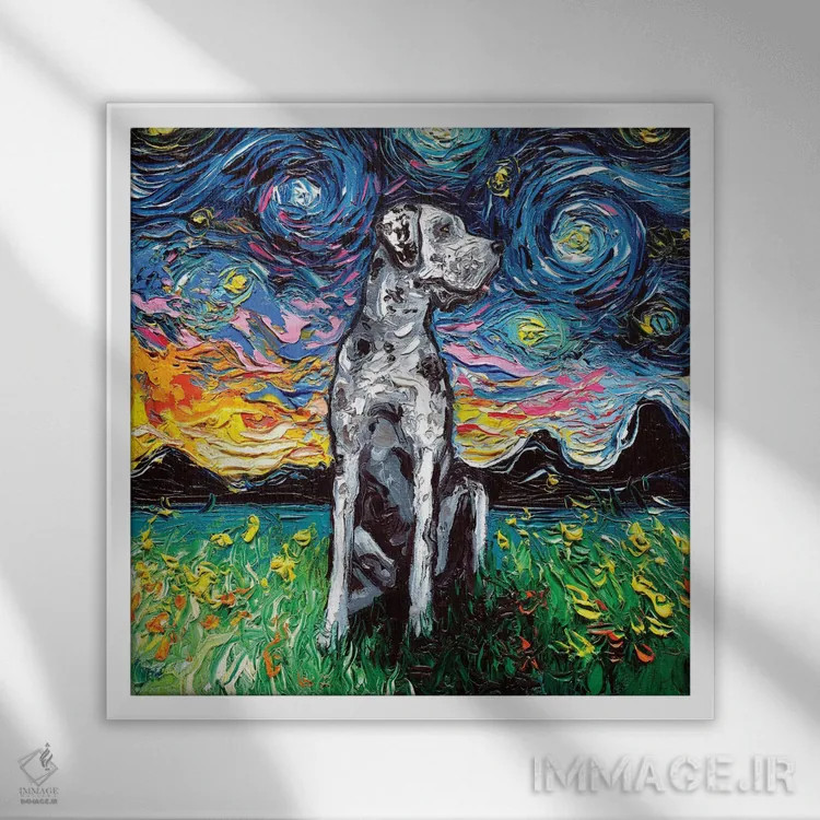 تابلو شب گریت باور مرل (خالخالی) اثر آجا تریر - نمای قابدار سفید