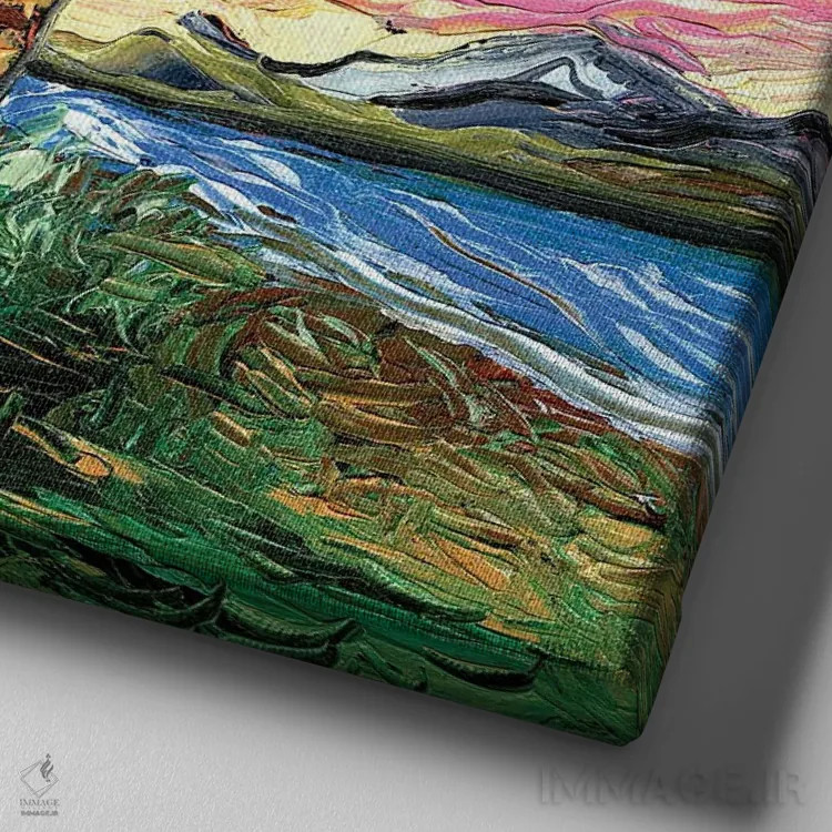 تابلو شب گربه تاکسیدوی نارنجی و تابی اثر آجا تریر - نمای نزدیک بافت بوم