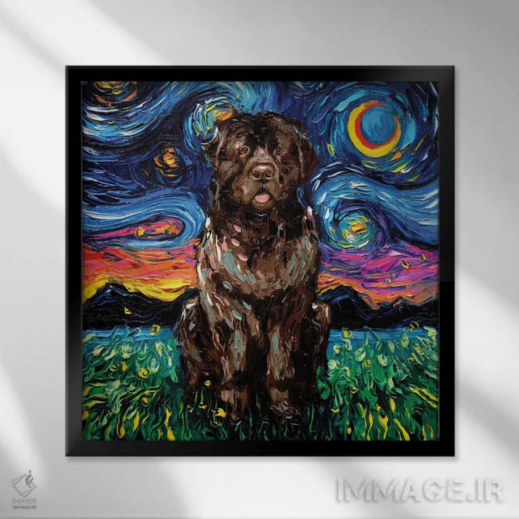 تابلو شب نیوفاندلند قهوهای اثر آجا تریر - نمای قابدار مشکی