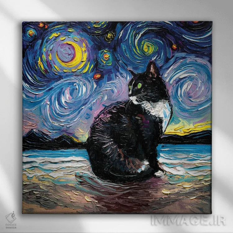 تابلو شب دوم گربه تاکسیدو اثر آجا تریر - نمای روبهرو روی دیوار