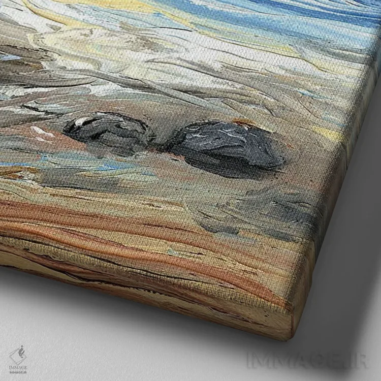 تابلو روزهای ساحلی اثر آجا تریر - نمای نزدیک بافت بوم