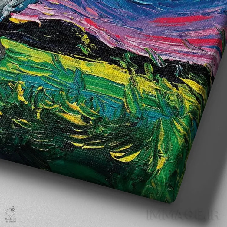 تابلو شب پاپیون (نژاد سگ) اثر آجا تریر - نمای نزدیک بافت بوم