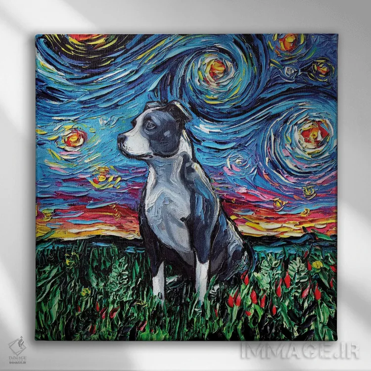 تابلو شب پیتبول اثر آجا تریر - نمای روبهرو روی دیوار