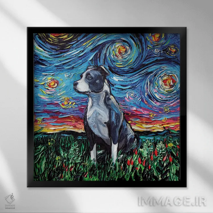 تابلو شب پیتبول اثر آجا تریر - نمای قابدار مشکی