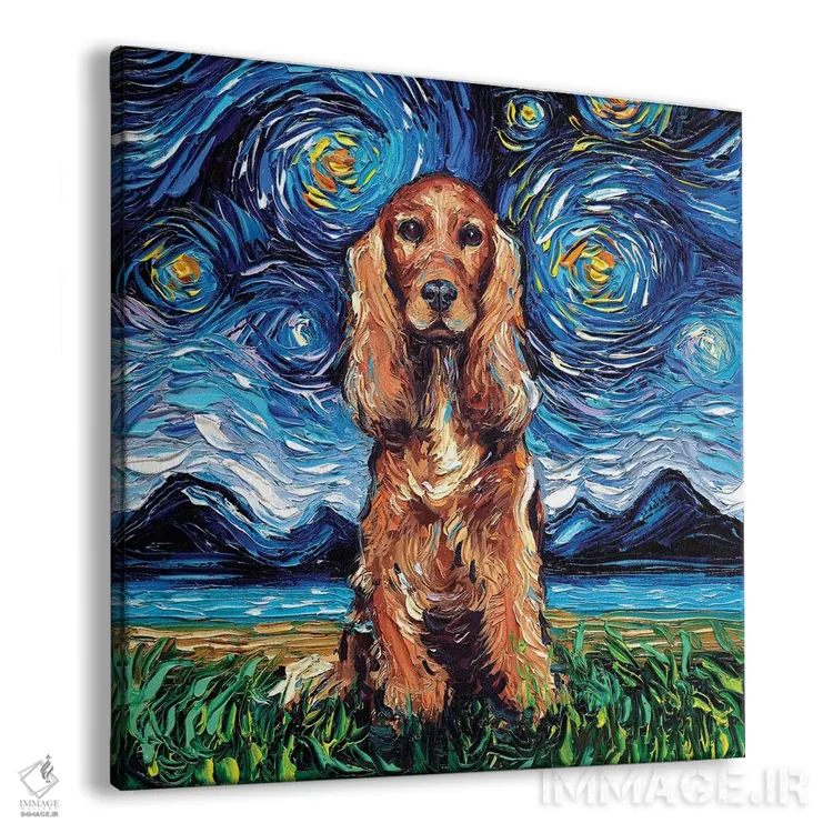 تابلو شب اسپانیل کوکر قرمز اثر آجا تریر - نمای پرسپکتیو محصول