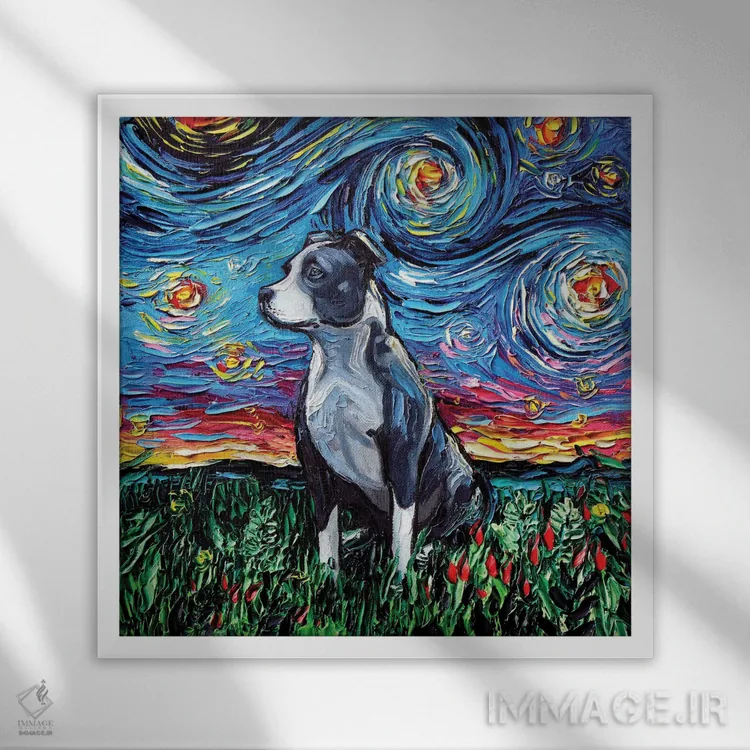 تابلو شب پیتبول اثر آجا تریر - نمای قابدار سفید