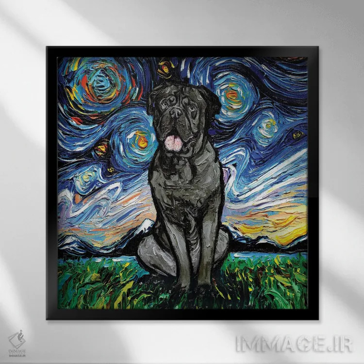 تابلو شب مستیف نئوپولیتن (سگ) اثر آجا تریر - نمای قابدار مشکی