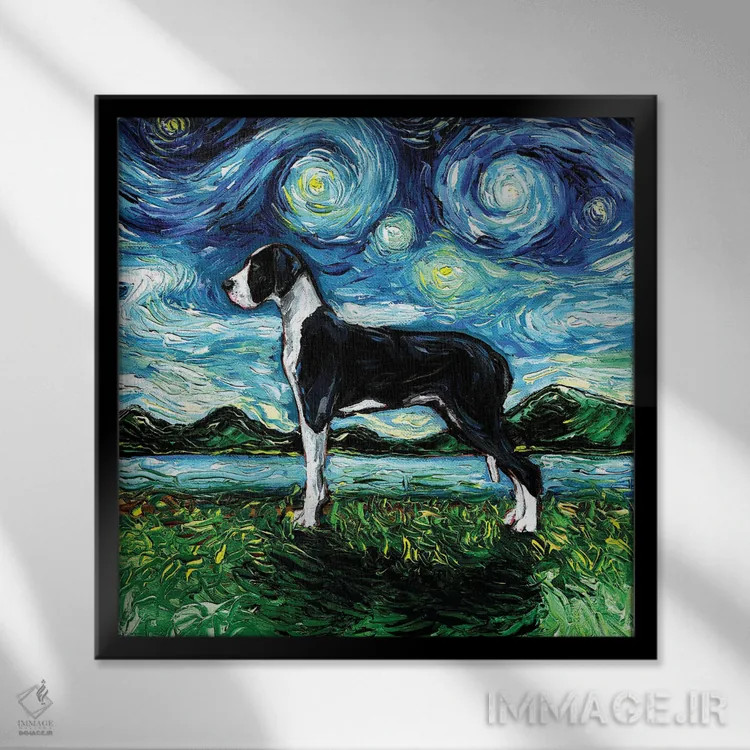 تابلو شب گریت باور مانتل (طرح تیرهروشن) اثر آجا تریر - نمای قابدار مشکی