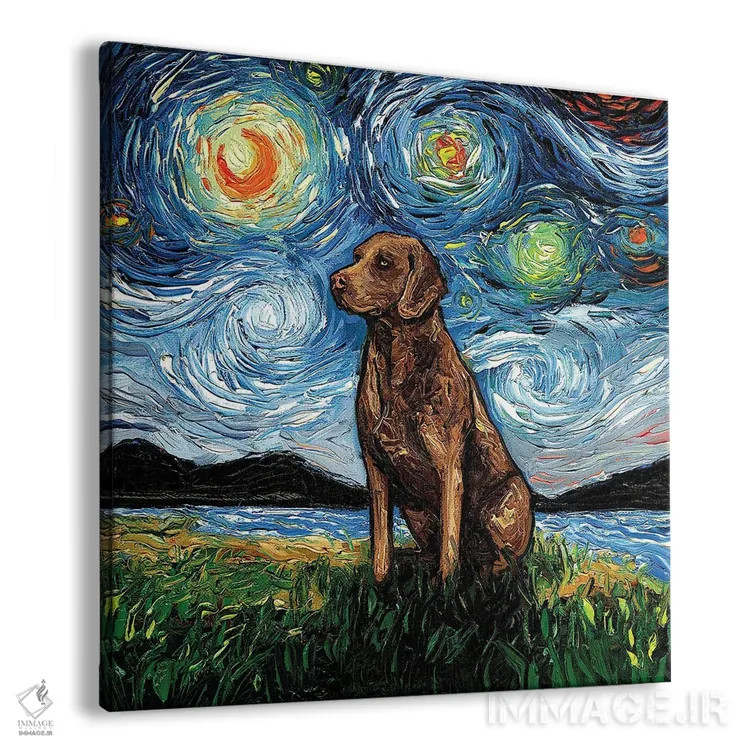 تابلو شب چساپیک بی رتریور (سگ شکاری) اثر آجا تریر - نمای پرسپکتیو محصول