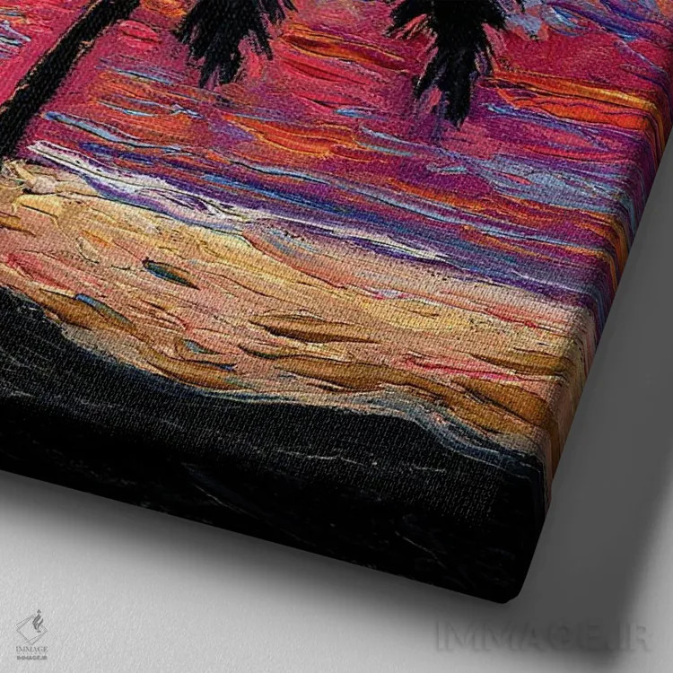 تابلو بهشت در غروب اثر آجا تریر - نمای نزدیک بافت بوم