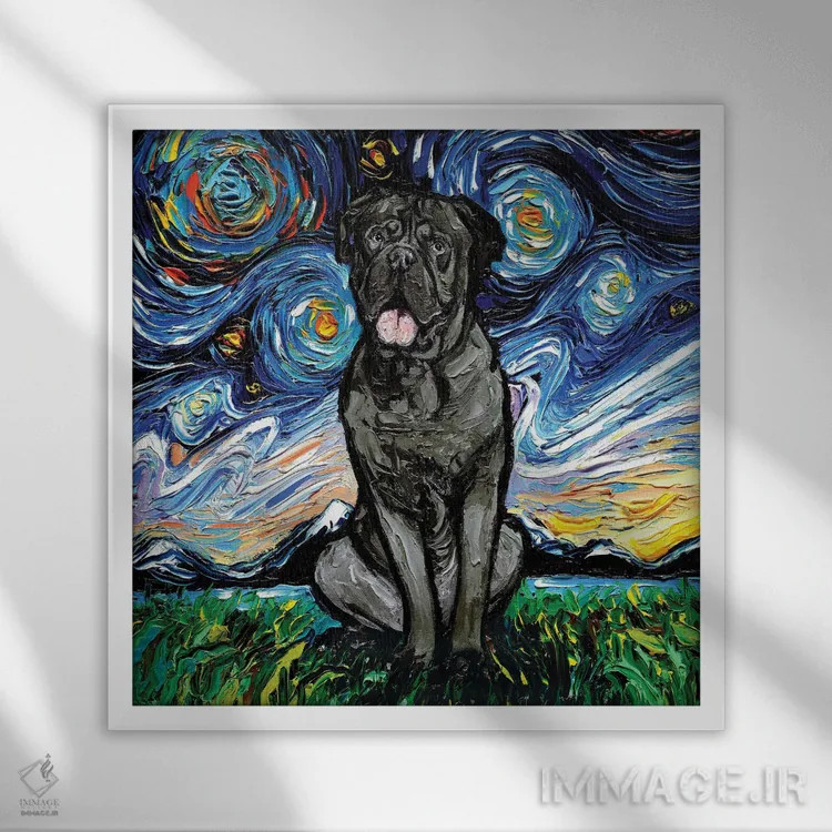 تابلو شب مستیف نئوپولیتن (سگ) اثر آجا تریر - نمای قابدار سفید