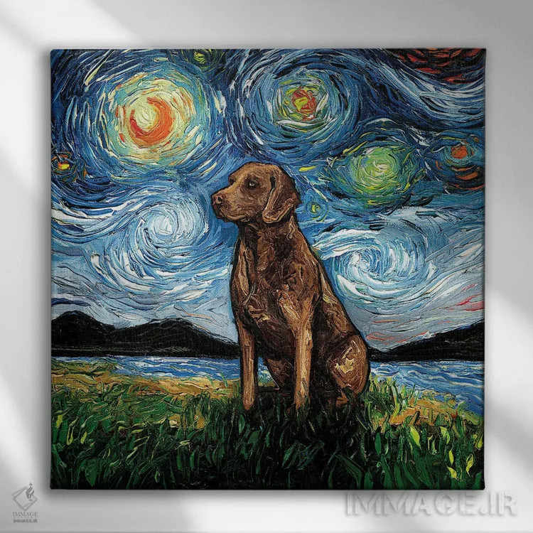 تابلو شب چساپیک بی رتریور (سگ شکاری) اثر آجا تریر - نمای روبهرو روی دیوار