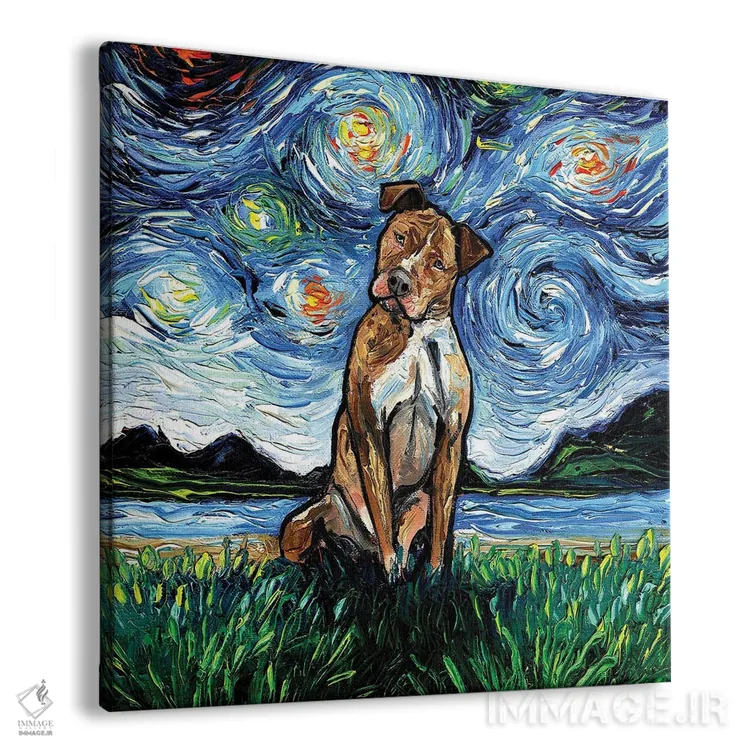 تابلو شب پیتبول قهوهای اثر آجا تریر - نمای پرسپکتیو محصول