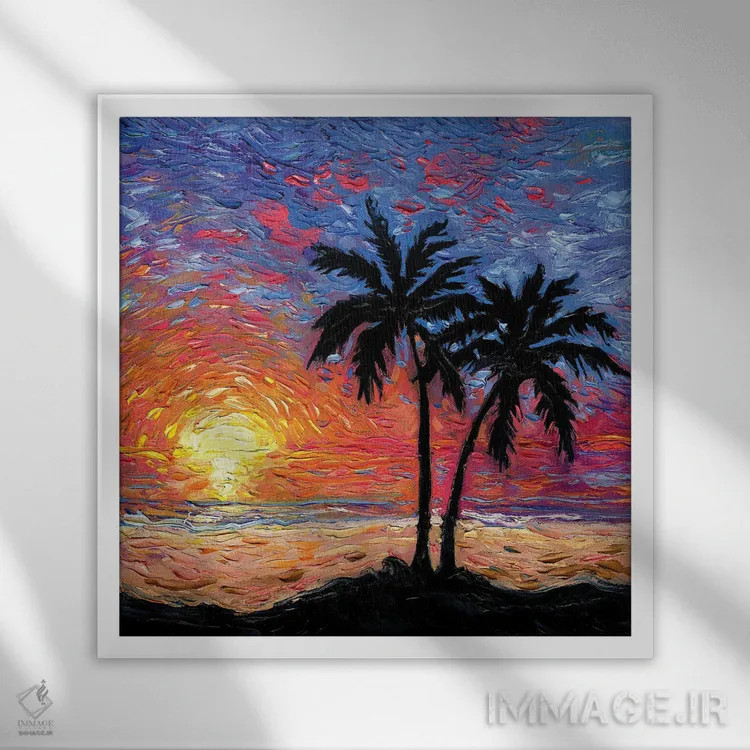 تابلو بهشت در غروب اثر آجا تریر - نمای قابدار سفید