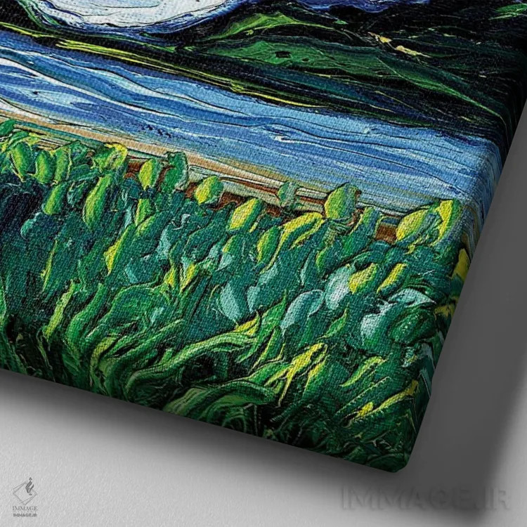 تابلو شب پیتبول قهوهای اثر آجا تریر - نمای نزدیک بافت بوم