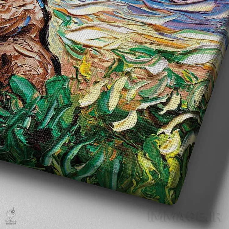 تابلو شب گولدندودل قهوهای اثر آجا تریر - نمای نزدیک بافت بوم