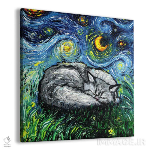 تابلو شب خوابآلود گربه ایرانی اثر آجا تریر - نمای پرسپکتیو محصول