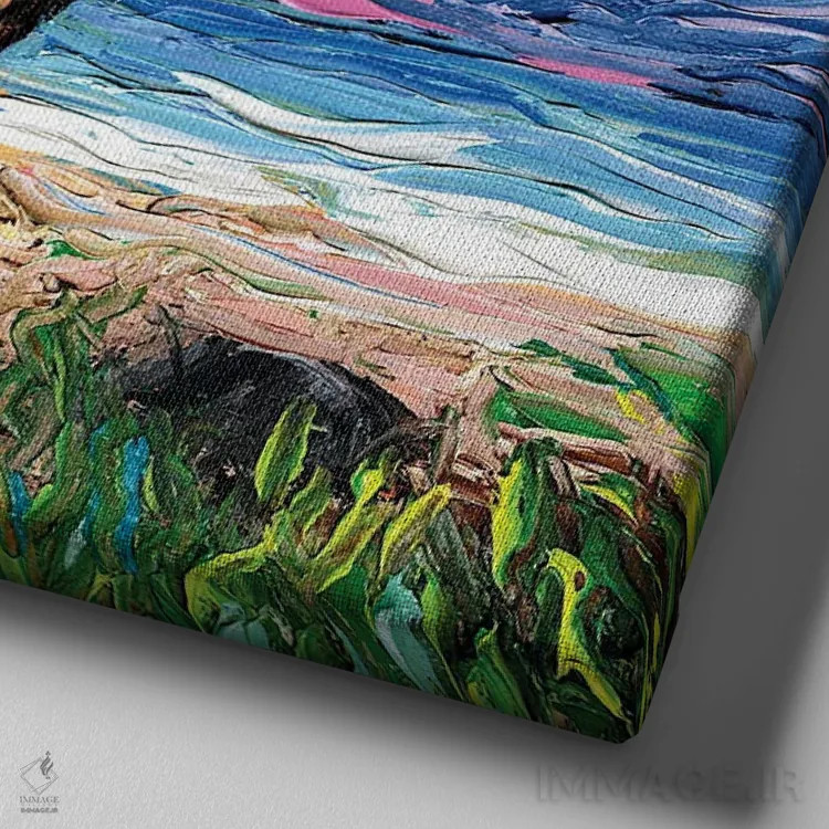 تابلو شبهای ساحلی اثر آجا تریر - نمای نزدیک بافت بوم