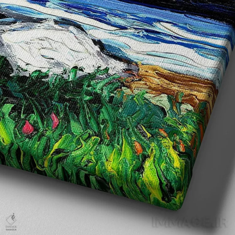 تابلو شب ایرانی سفید (گربه ایرانی) اثر آجا تریر - نمای نزدیک بافت بوم