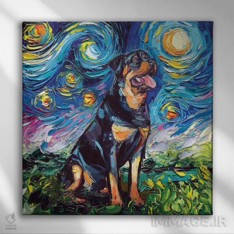 تابلو شب روتوایلر ۲ اثر آجا تریر - نمای روبهرو روی دیوار