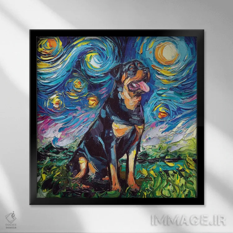 تابلو شب روتوایلر ۲ اثر آجا تریر - نمای قابدار مشکی