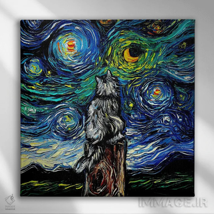 تابلو شب گربه جنگلی نروژی اثر آجا تریر - نمای روبهرو روی دیوار