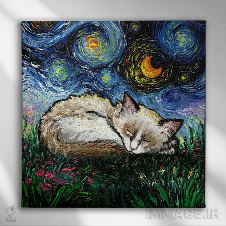 تابلو شب خوابآلود بچهگربه رگدال اثر آجا تریر - نمای روبهرو روی دیوار