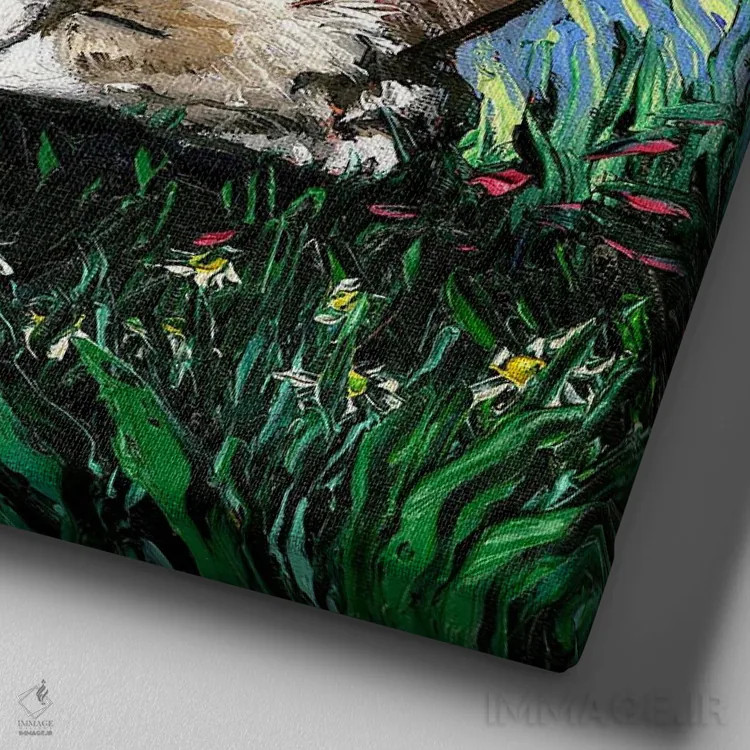 تابلو شب خوابآلود بچهگربه رگدال اثر آجا تریر - نمای نزدیک بافت بوم