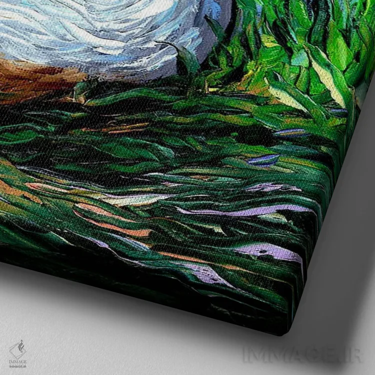 تابلو شب خوابآلود توله جک راسل اثر آجا تریر - نمای نزدیک بافت بوم