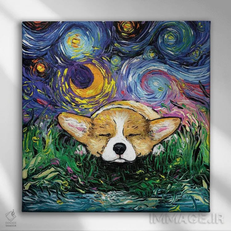 تابلو شب خوابآلود کورگی اثر آجا تریر - نمای روبهرو روی دیوار