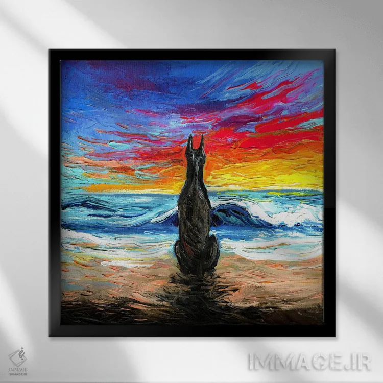 تابلو روزهای ساحلی اثر آجا تریر - نمای قابدار مشکی