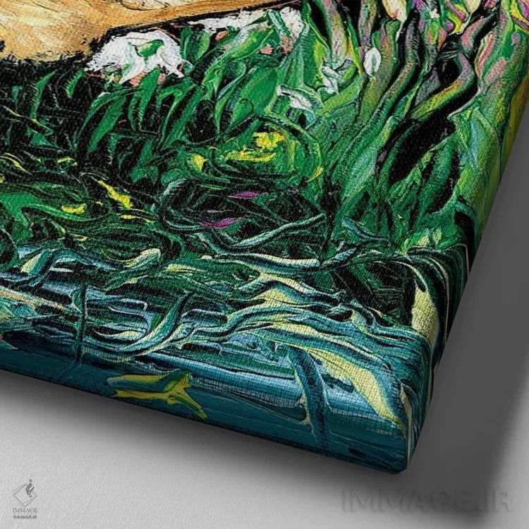 تابلو شب خوابآلود کورگی اثر آجا تریر - نمای نزدیک بافت بوم