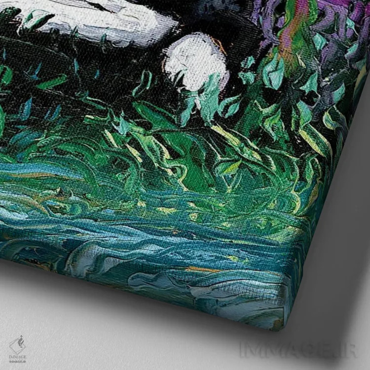 تابلو شب خوابآلود توله بردر کولی اثر آجا تریر - نمای نزدیک بافت بوم