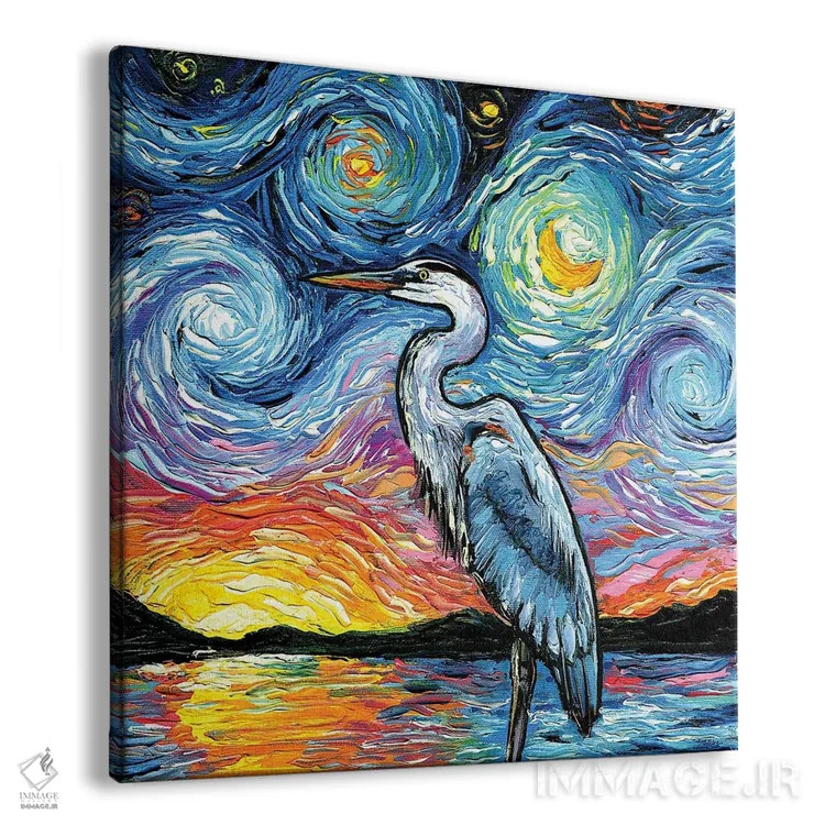 تابلو حواصیل آبی اثر آجا تریر - نمای پرسپکتیو محصول