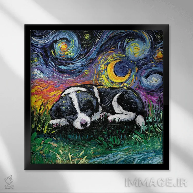 تابلو شب خوابآلود توله بردر کولی اثر آجا تریر - نمای قابدار مشکی